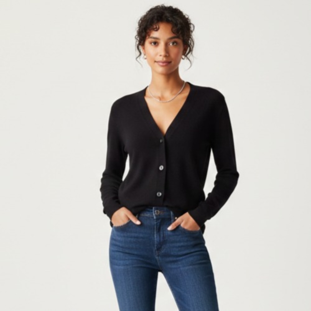 Designers Originals Cardigan Women's‎ Size Medium Black V-Neck Long Sleeve